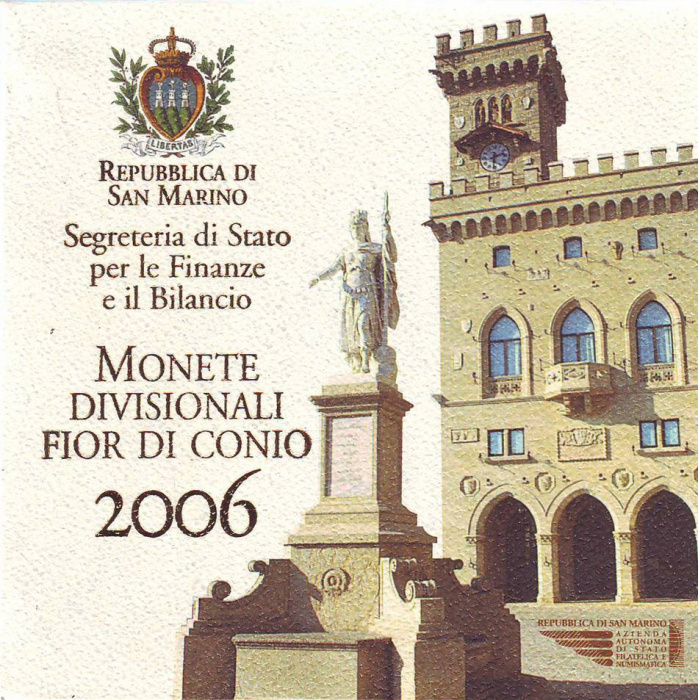 (2006, 9 монет) Набор монет Сан-Марино 2006 год &quot;Мельхиоре Дельфико&quot;  Буклет