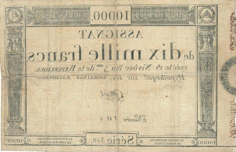 (№1795P-A82.13) Банкнота Франция 1795 год &quot;10 Francs&quot;