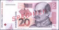 (,) Банкнота Хорватия 2012 год 20 кун "Йосип Елачич"   UNC
