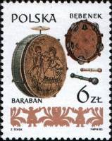 (1984-002) Марка Польша "Барабан, Бубен"    Польские музыкальные инструменты III Θ
