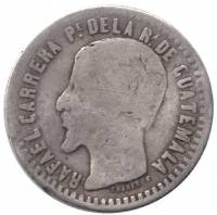 (1861) Монета Гватемала 1861 год 1 реал "Хосе Рафаэль Каррера-и-Турсиос"  Серебро Ag 903  F