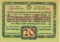(№1920) Банкнота Австрия 1920 год "20 Heller"