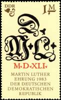 (1983-077) Марка Германия (ГДР) "Инициалы Мартина Лютера"    500 лет рождения II Θ