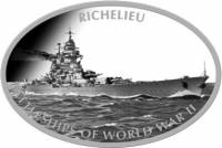 (004) Монета Токелау 2013 год 1 доллар "Корабль Ришелье"  Медно-никель, покрытый серебром  UNC