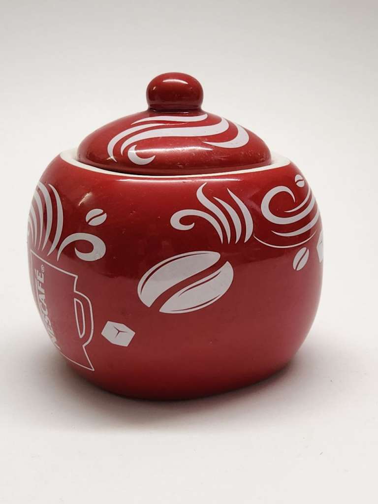 Сахарница Nescafe красная высота 10 см