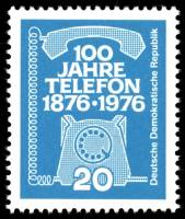 (1976-013) Марка Германия (ГДР) "Телефонный аппарат"    Телефон 100 лет III Θ