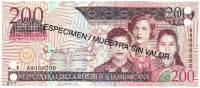 (№2007P-178s) Банкнота Доминиканская Республика 2007 год "200 Pesos Oro"