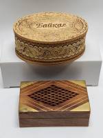 Набор шкатулок 2 шт дерево с металлом и береста Байкал овальная