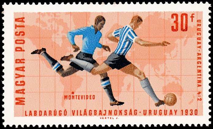 (1966-043) Марка Венгрия "Уругвай-Аргентина"    ЧМ по футболу 1966, Лондон II &Theta;