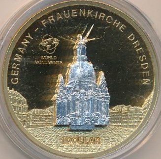 (2009) Монета Острова Кука 2009 год 1 доллар &quot;Фрауэнкирхе в Дрездене&quot;  Медь-Никель  PROOF