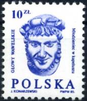 (1985-028) Марка Польша "Мужчина в шляпе"    Стандартный выпуск. Резные Вавельские головы I O