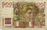 (№1946P-128a.4) Банкнота Франция 1946 год "100 Francs" (Подписи: P)