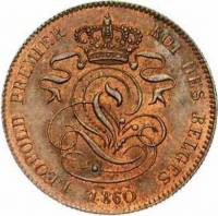 (№1833km4.2) Монета Бельгия 1833 год 2 Centimes (узкий обод)