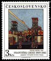 (1986-047) Марка Чехословакия "Строительство метро"    Произведения искусства из национальных галере