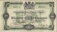 (,) Банкнота Швеция 1865 год 1 крон    UNC