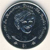 (1997) Монета Остров Ниуэ 1997 год 1 доллар "В память о принцессе Диане"  Медь-Никель  UNC