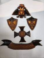 Панно деревянное резное с Двуглавым Орлом ( Сост. на фото )