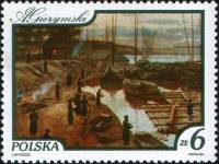(1984-025) Марка Польша "Праздник трубачей"    Картины с изображением реки Вислы III Θ