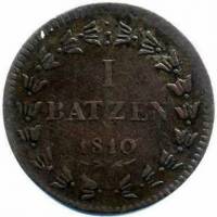 (№1807km9.1 (10 Раппен)) Монета Швейцария 1807 год 1 Batzen (10 Раппен)
