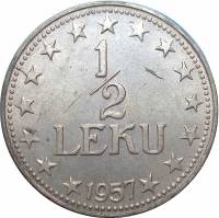 (№1947km35) Монета Албания 1947 год frac12; Lek (Тираж)
