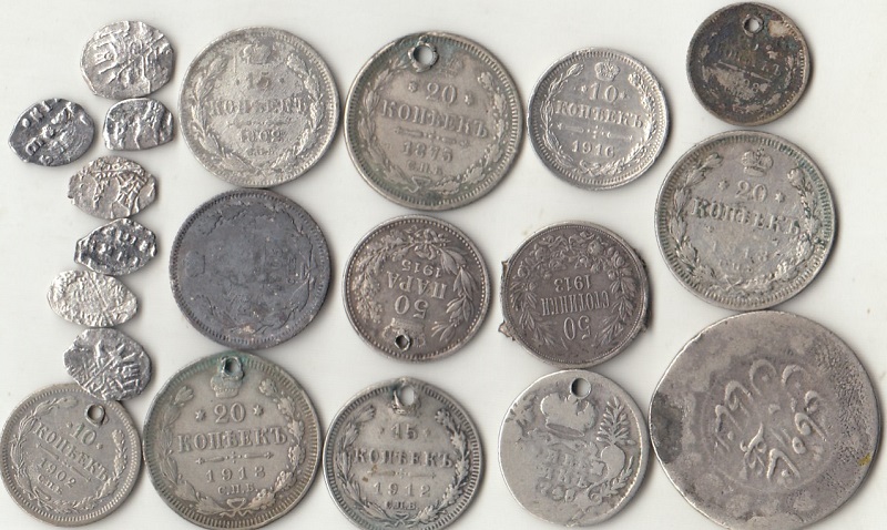 Монеты до 1917г.Россия серебро, 20 шт. 40 гр. (сост. на фото)