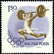 (1956-019) Марка Венгрия "Тяжёлая атлетика"    Летние Олимпийские игры 1956, Мельбурн II O
