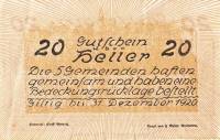 (№1920) Банкнота Австрия 1920 год "20 Heller"