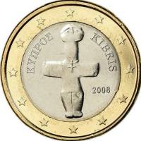 (2008) Монета Кипр 2008 год 1 евро   Биметалл  UNC