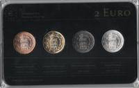 (2011-2012, 4 монеты по 2 Евро) Набор монет Сан-Марино 2011-2012 год "В разных металлах"   Коробка
