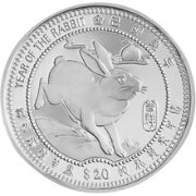 () Монета Либерия 1999 год 20  ""   Биметалл (Серебро - Ниобиум)  UNC