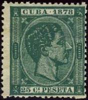 (№23) Марка Куба 1878 год "Альфонса ХІІ", Гашеная