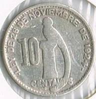 (№1947km239.3) Монета Гватемала 1947 год 10 Centavos