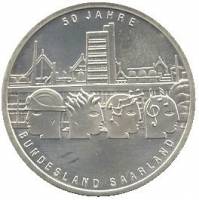 (2007G) Монета Германия (ФРГ) 2007 год 10 евро "Саар"  Серебро Ag 925  UNC