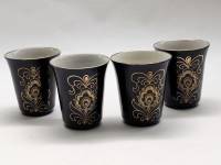 Бокалы чайные Стаканы фарфор кобальт позолота Возрождение СССР 4 шт