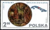(1980-024) Марка Польша "Пещеры, Куба"    Научные экспедиции III Θ