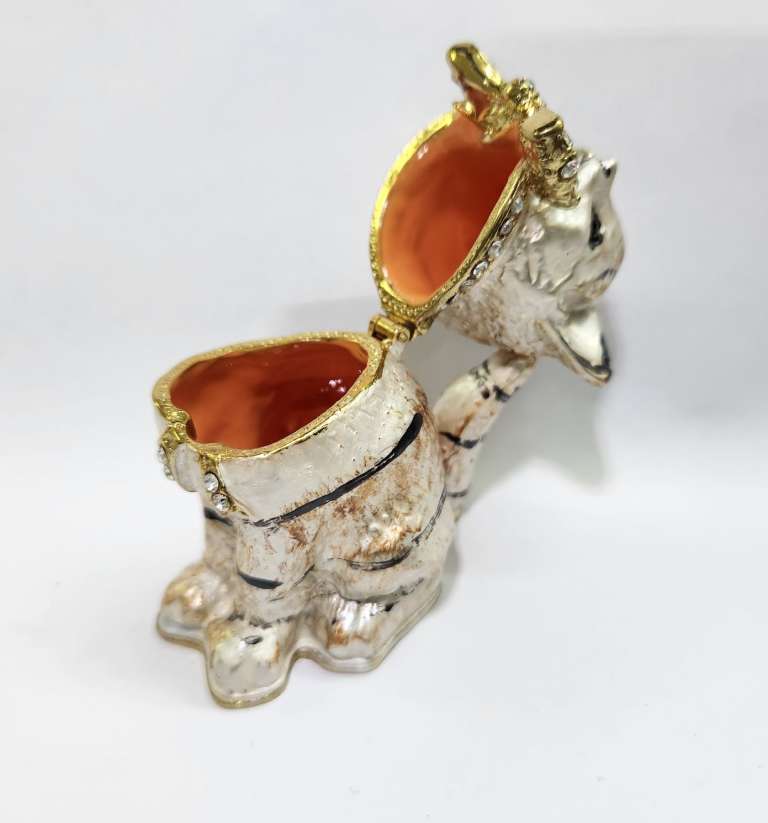 Шкатулка Кошка металл глазурь стразы (крышка на магните)