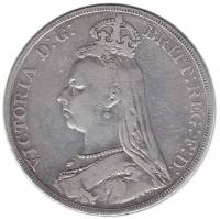 1890 Монета Великобритания 1 крона Королева Виктория  Серебро Ag 925  VF
