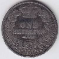 (1883) Монета Великобритания 1883 год 1 шиллинг "Королева Виктория"  Серебро Ag 925  VF