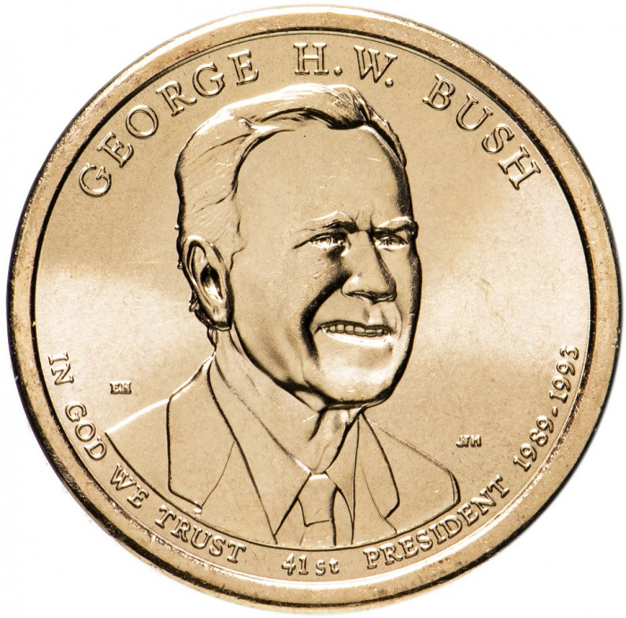 (39p) Монета США 2020 год 1 доллар &quot;Джордж Буш Старший&quot;  Латунь  UNC