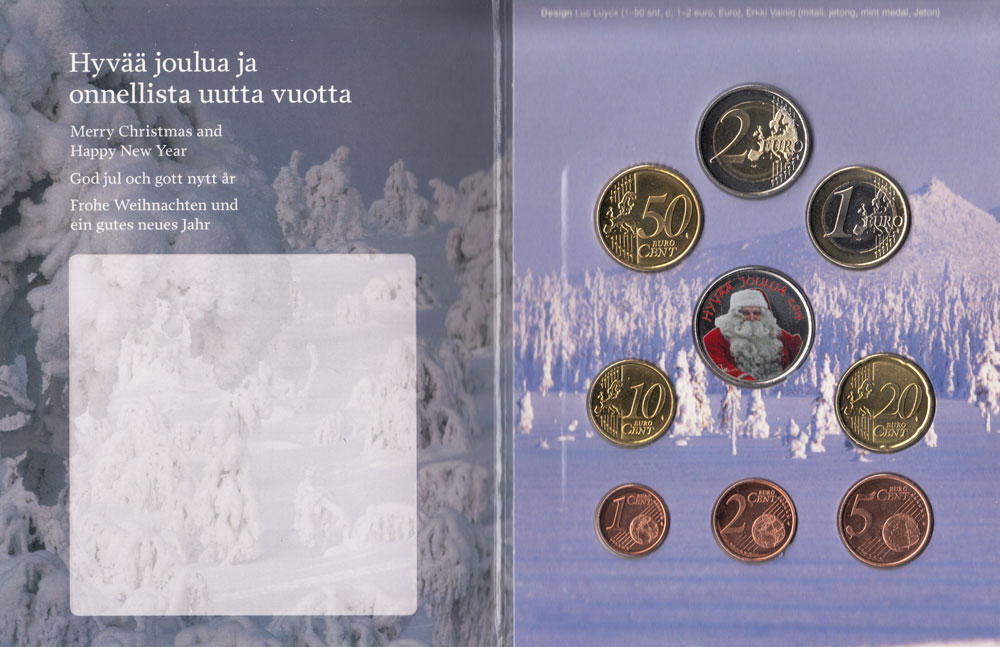 (2014, 8м + жетон) Набор монет Финляндия 2014 год &quot;Рождество 2014&quot;   UNC