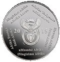 () Монета ЮАР (Южная Африка) 2015 год 2  ""   Биметалл (Серебро - Ниобиум)  UNC