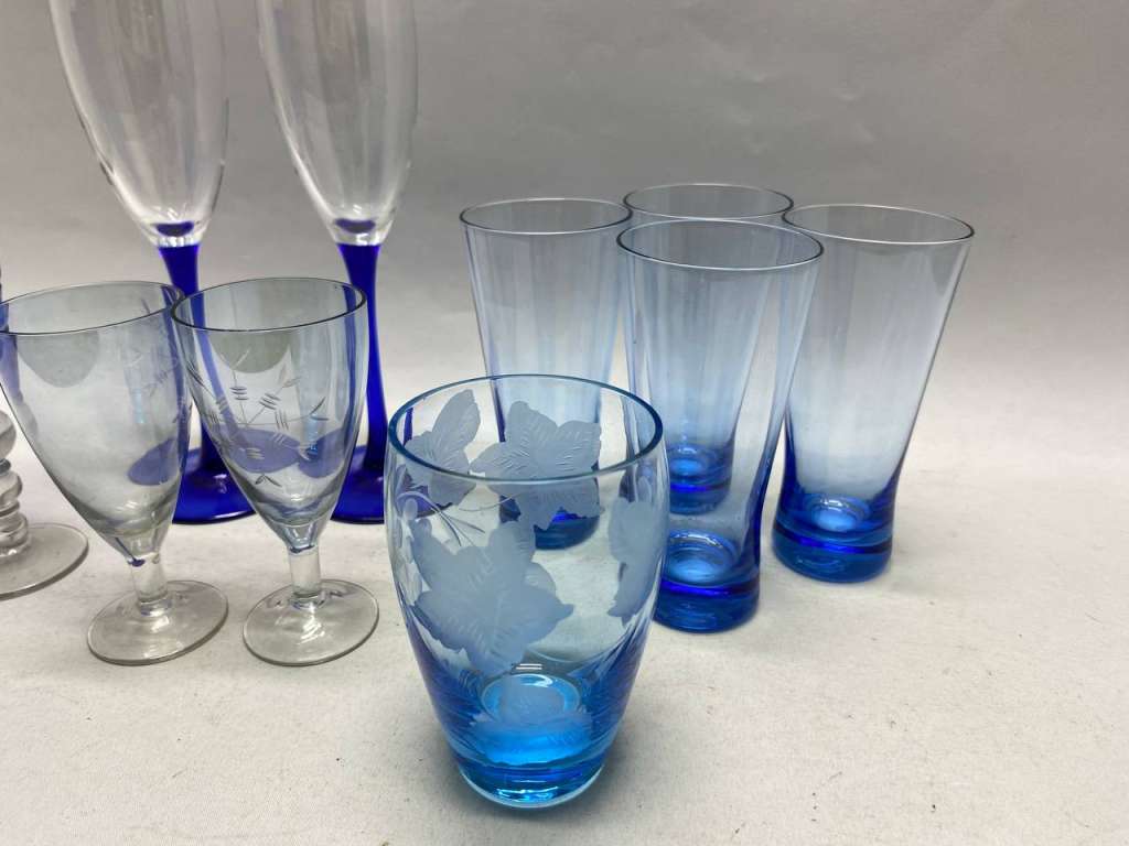 Фужеры Бокалы стаканы цветное стекло, синий, голубой цвет