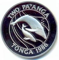 () Монета Тонга 1986 год 2 паанга ""  Биметалл (Серебро - Ниобиум)  UNC