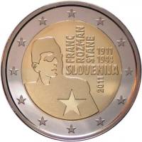 (005) Монета Словения 2011 год 2 евро "Франц Розман"  Биметалл  UNC