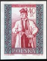 (1960-009a) Марка Польша "Краков (Мужской)" Без перфорации   Национальная одежда III Θ