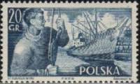 (1956-008) Марка Польша "Портовый рабочий"   Польский торговый флот III O
