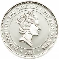() Монета Остров Питкерн 2011 год 2  ""   Биметалл (Серебро - Ниобиум)  UNC
