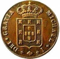 (№1829km390) Монета Португалия 1829 год 10 Reacute;is (Х Reacute)