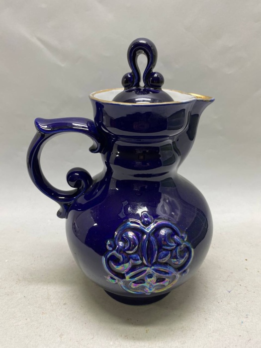 Кувшин кобальт позолота Бронницы Возрождение 24 см