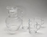 Кувшин и 3 кружки прозачное стекло